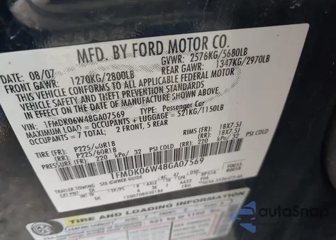 2008 Ford Taurus X Limited from USA, damaged, VIN 1FMDK06W48GA07569